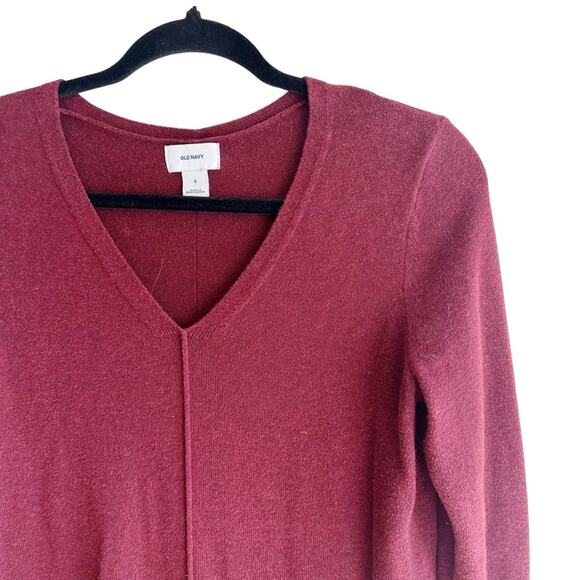 Old Navy V-Neck Tunic Sweater Marron Red Small - Picture 4 of 5